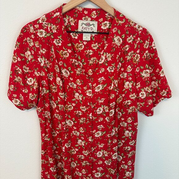 Katy D 90s Vintage Floral Dress Size 14 - Picture 2 of 10